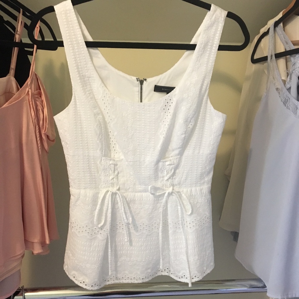 BCBGMAXAZRIA NWOT XS Peplum Sleeveless Top